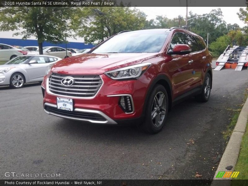 Regal Red Pearl / Beige 2018 Hyundai Santa Fe SE Ultimate