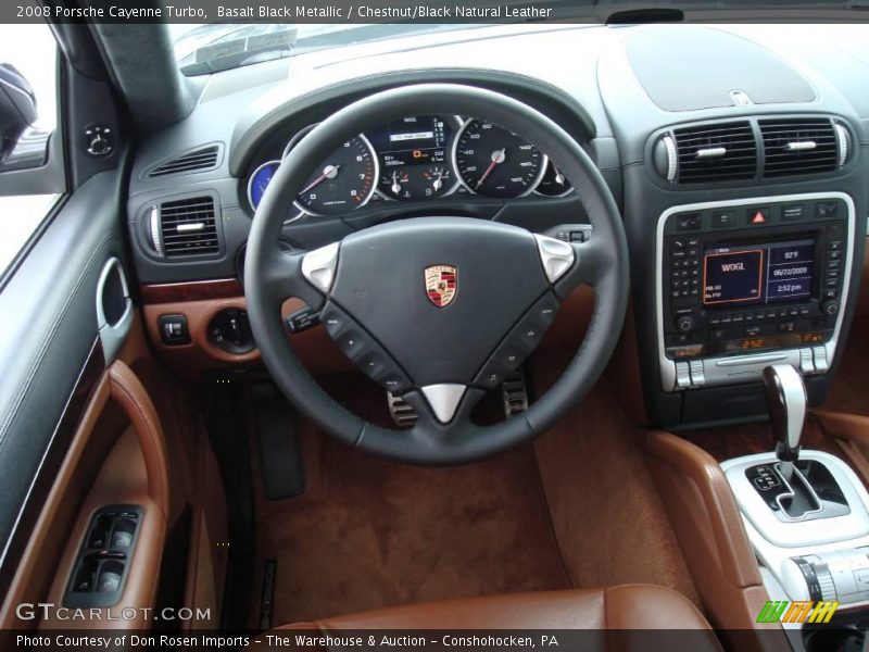 Basalt Black Metallic / Chestnut/Black Natural Leather 2008 Porsche Cayenne Turbo
