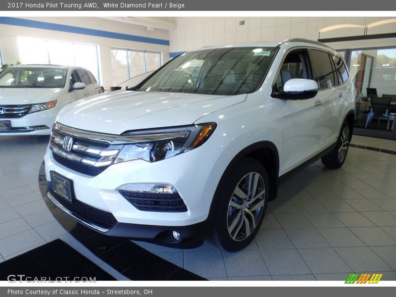 White Diamond Pearl / Beige 2017 Honda Pilot Touring AWD