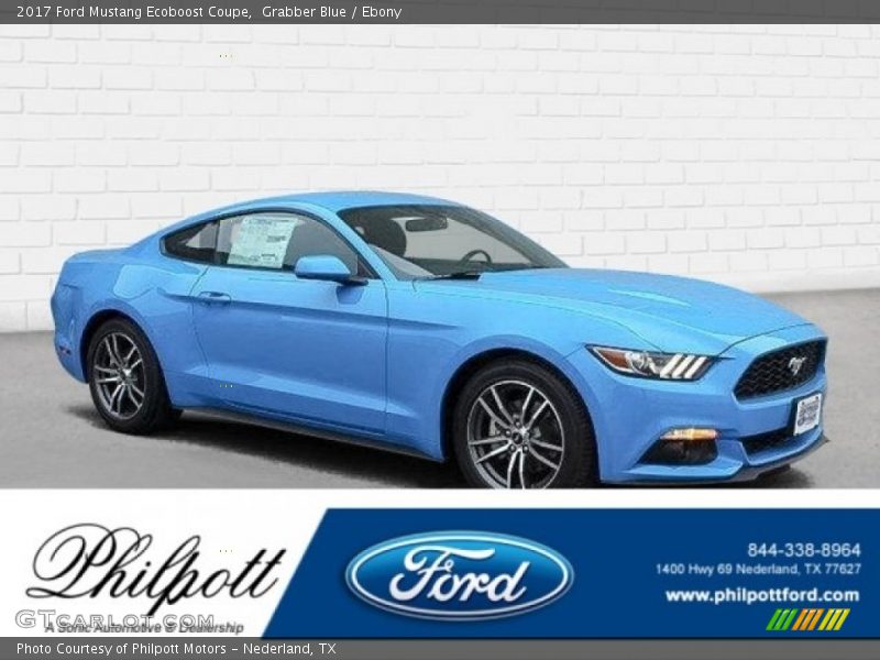 Grabber Blue / Ebony 2017 Ford Mustang Ecoboost Coupe
