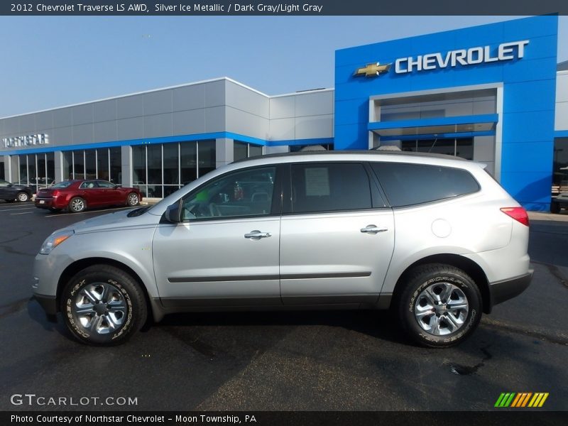 Silver Ice Metallic / Dark Gray/Light Gray 2012 Chevrolet Traverse LS AWD
