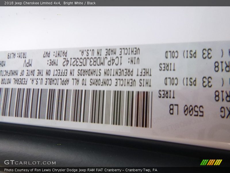 Bright White / Black 2018 Jeep Cherokee Limited 4x4