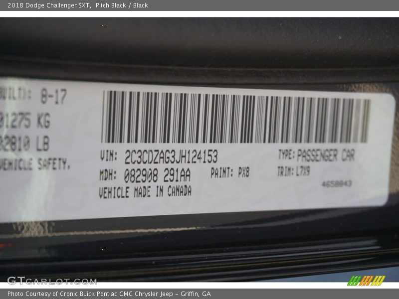 Pitch Black / Black 2018 Dodge Challenger SXT