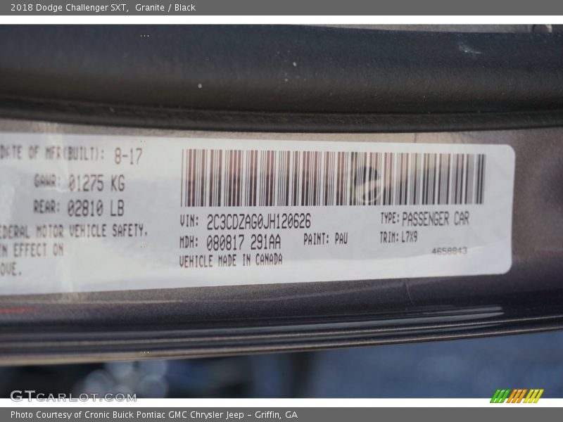 Granite / Black 2018 Dodge Challenger SXT