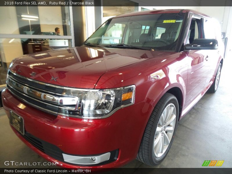 Ruby Red / Charcoal Black 2018 Ford Flex SEL AWD