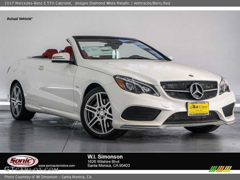 designo Diamond White Metallic / Anthracite/Berry Red 2017 Mercedes-Benz E 550 Cabriolet