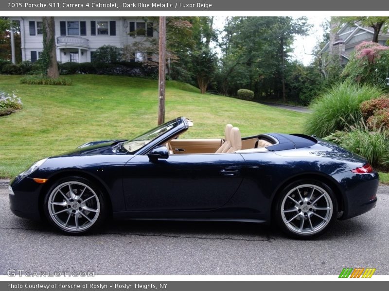 Dark Blue Metallic / Luxor Beige 2015 Porsche 911 Carrera 4 Cabriolet