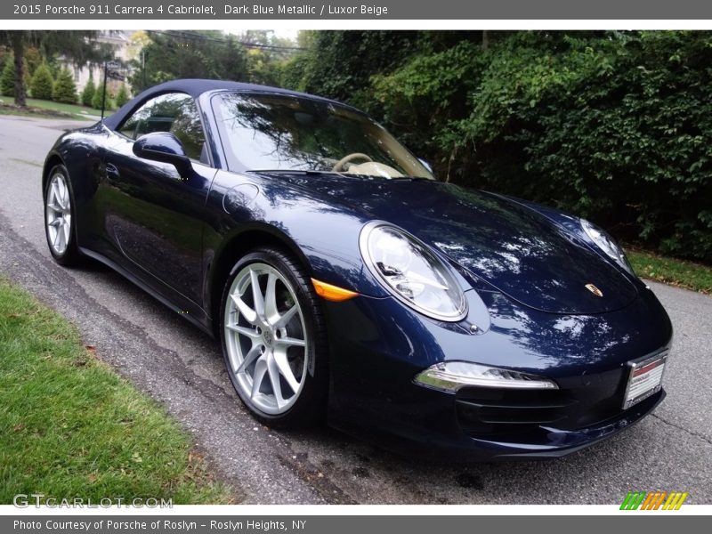 Dark Blue Metallic / Luxor Beige 2015 Porsche 911 Carrera 4 Cabriolet