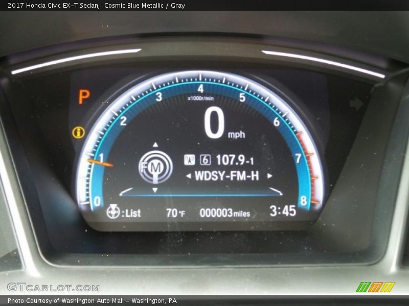 Cosmic Blue Metallic / Gray 2017 Honda Civic EX-T Sedan
