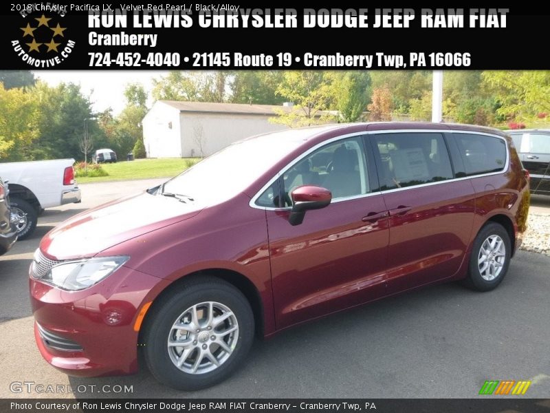 Velvet Red Pearl / Black/Alloy 2018 Chrysler Pacifica LX