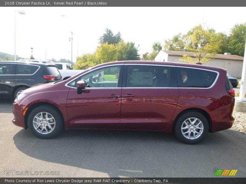 Velvet Red Pearl / Black/Alloy 2018 Chrysler Pacifica LX