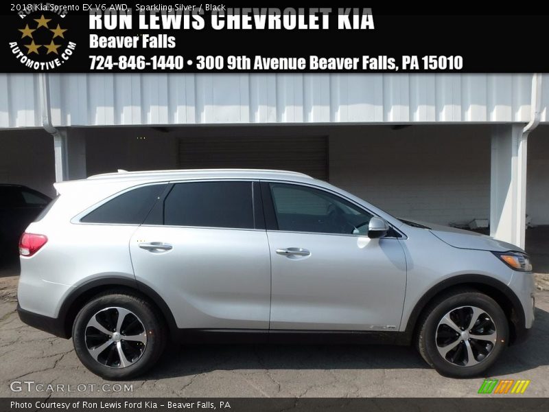 Sparkling Silver / Black 2018 Kia Sorento EX V6 AWD