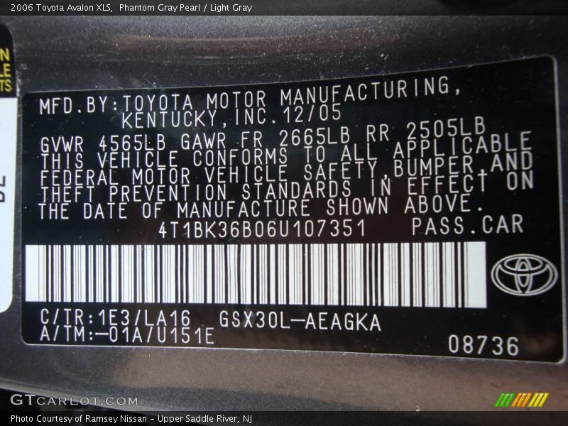 Phantom Gray Pearl / Light Gray 2006 Toyota Avalon XLS