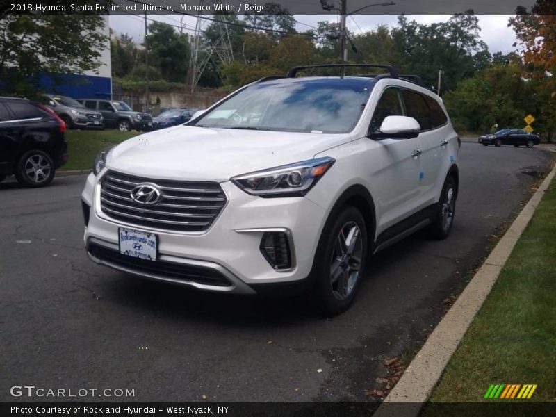 Monaco White / Beige 2018 Hyundai Santa Fe Limited Ultimate