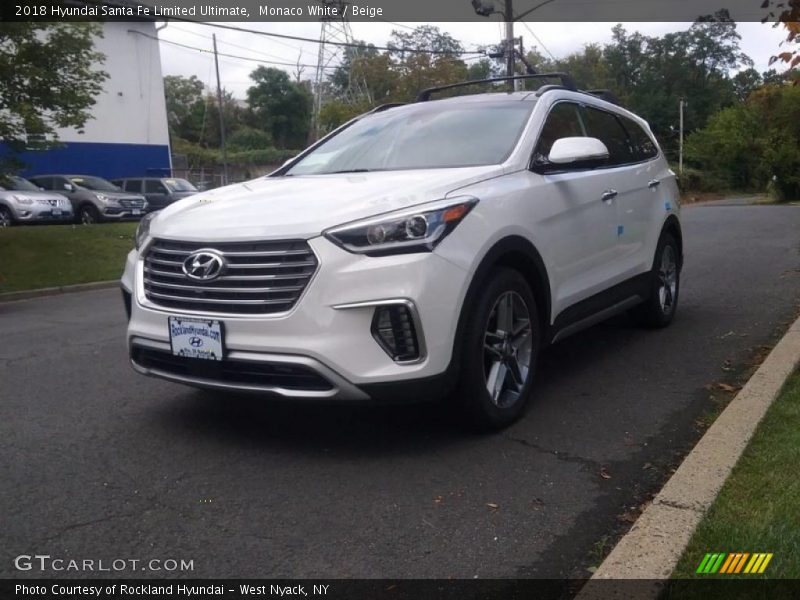 Monaco White / Beige 2018 Hyundai Santa Fe Limited Ultimate