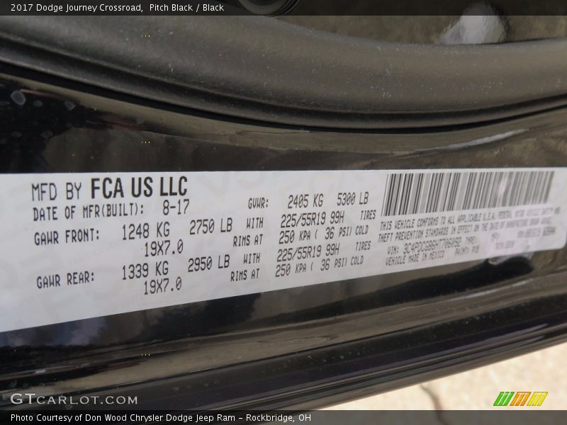 Pitch Black / Black 2017 Dodge Journey Crossroad