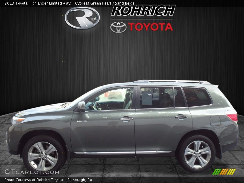 Cypress Green Pearl / Sand Beige 2013 Toyota Highlander Limited 4WD