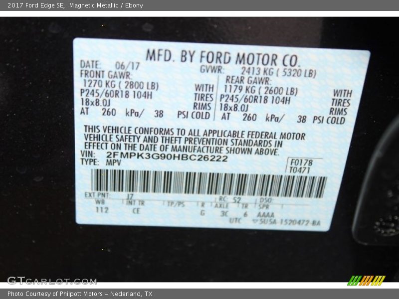 Magnetic Metallic / Ebony 2017 Ford Edge SE
