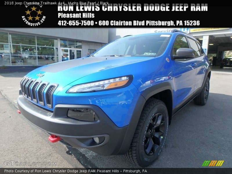 Hydro Blue Pearl / Black 2018 Jeep Cherokee Trailhawk 4x4