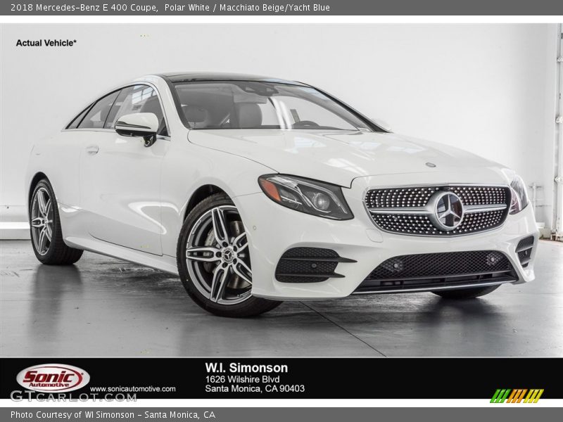 Polar White / Macchiato Beige/Yacht Blue 2018 Mercedes-Benz E 400 Coupe