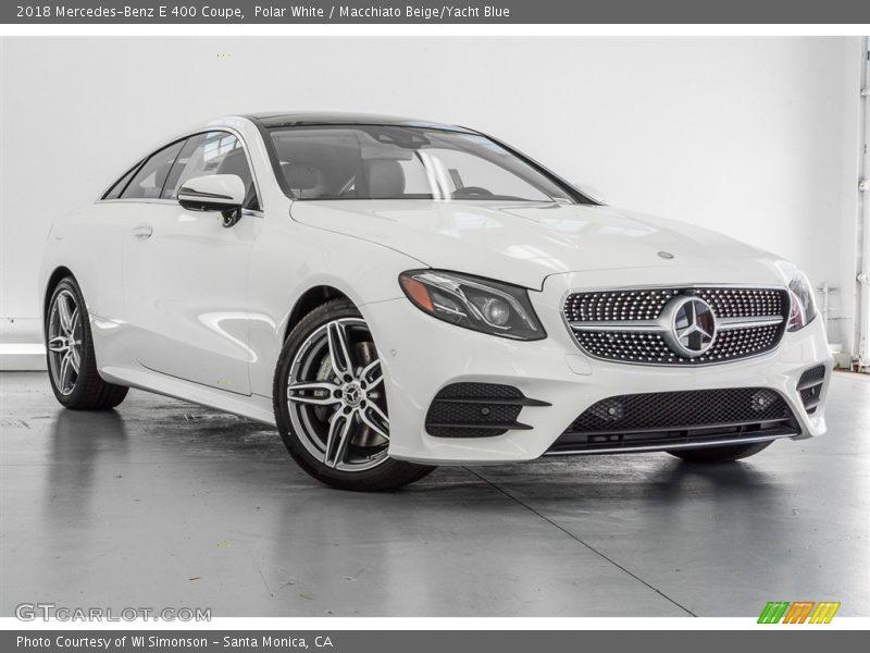 Polar White / Macchiato Beige/Yacht Blue 2018 Mercedes-Benz E 400 Coupe