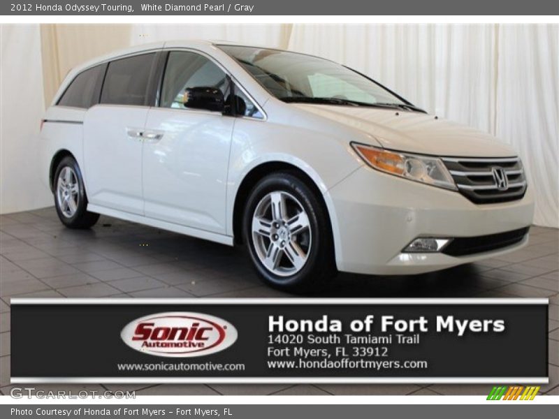 White Diamond Pearl / Gray 2012 Honda Odyssey Touring