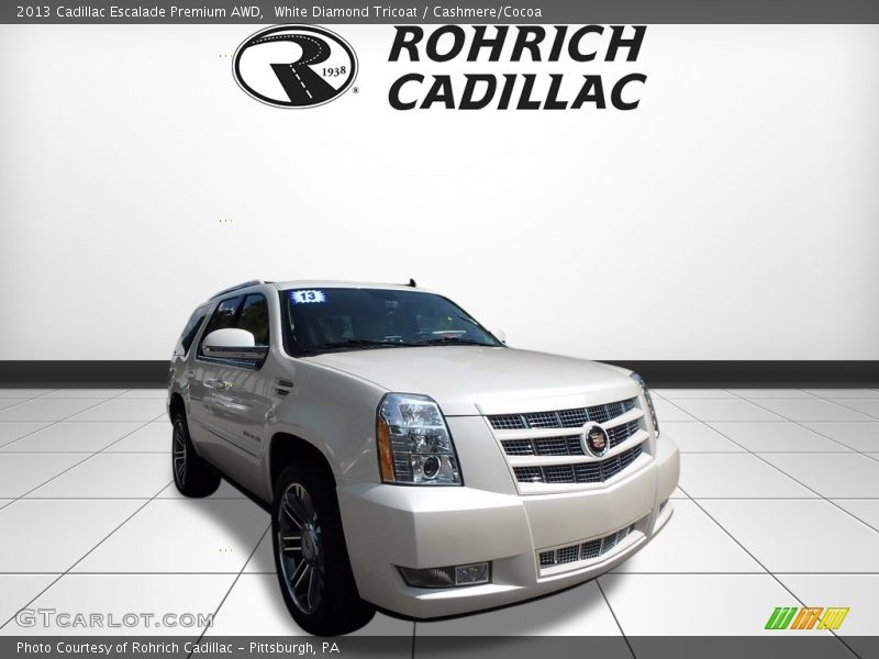 White Diamond Tricoat / Cashmere/Cocoa 2013 Cadillac Escalade Premium AWD