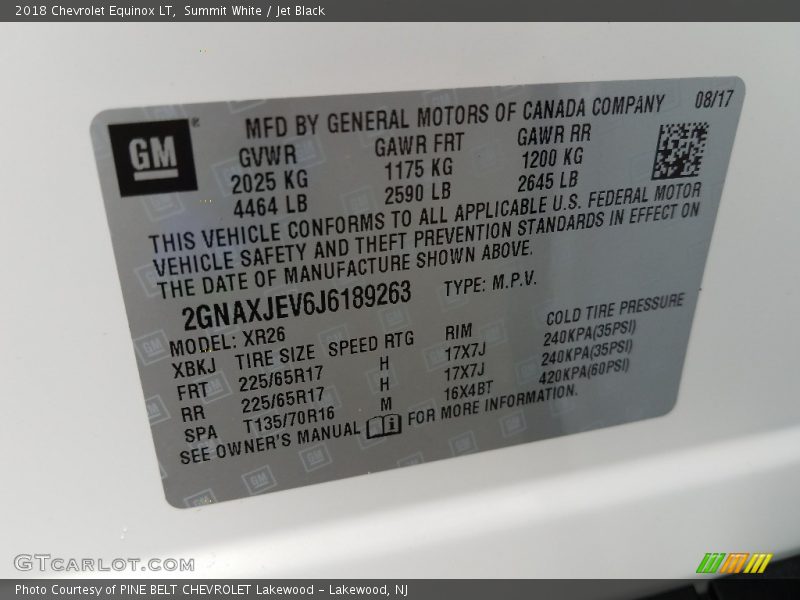 Summit White / Jet Black 2018 Chevrolet Equinox LT