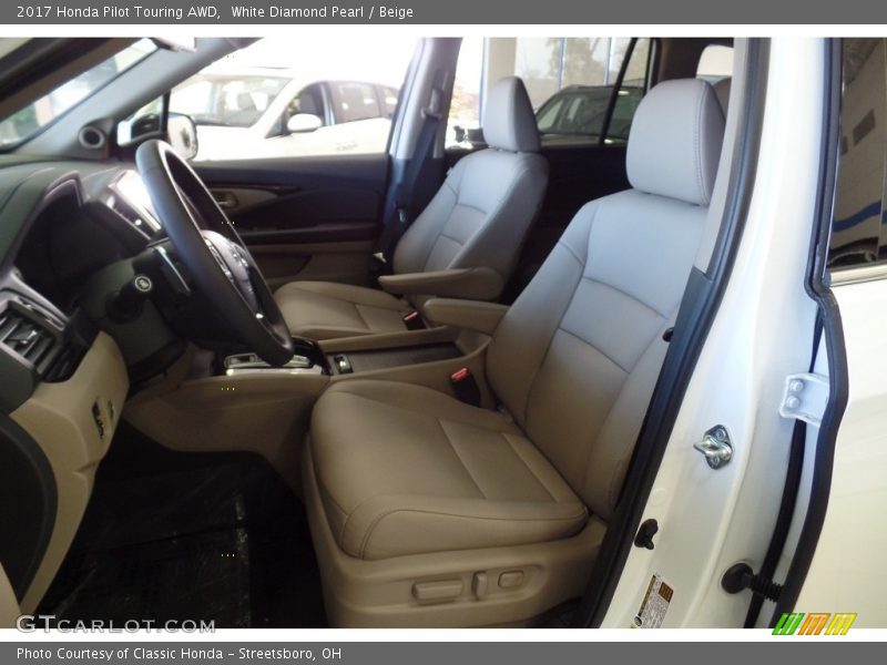 White Diamond Pearl / Beige 2017 Honda Pilot Touring AWD
