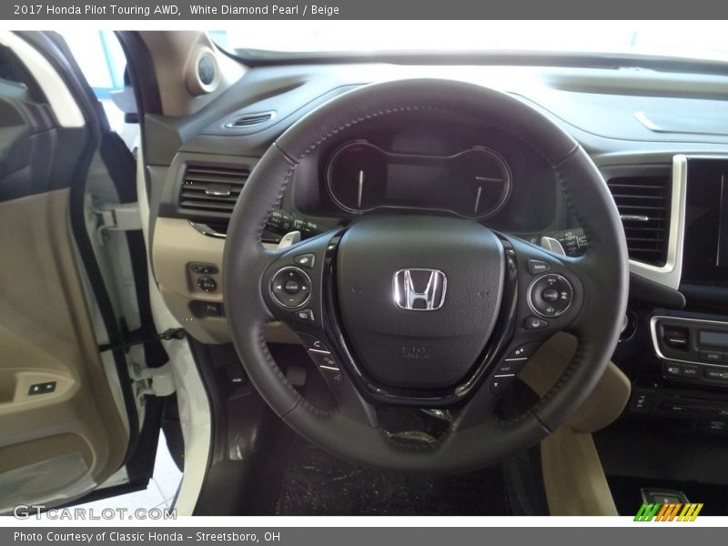 White Diamond Pearl / Beige 2017 Honda Pilot Touring AWD