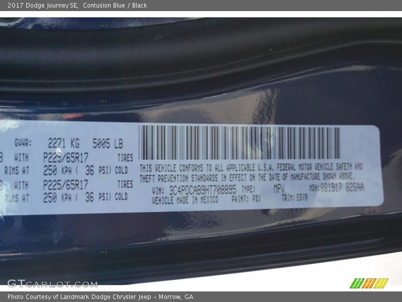 Contusion Blue / Black 2017 Dodge Journey SE