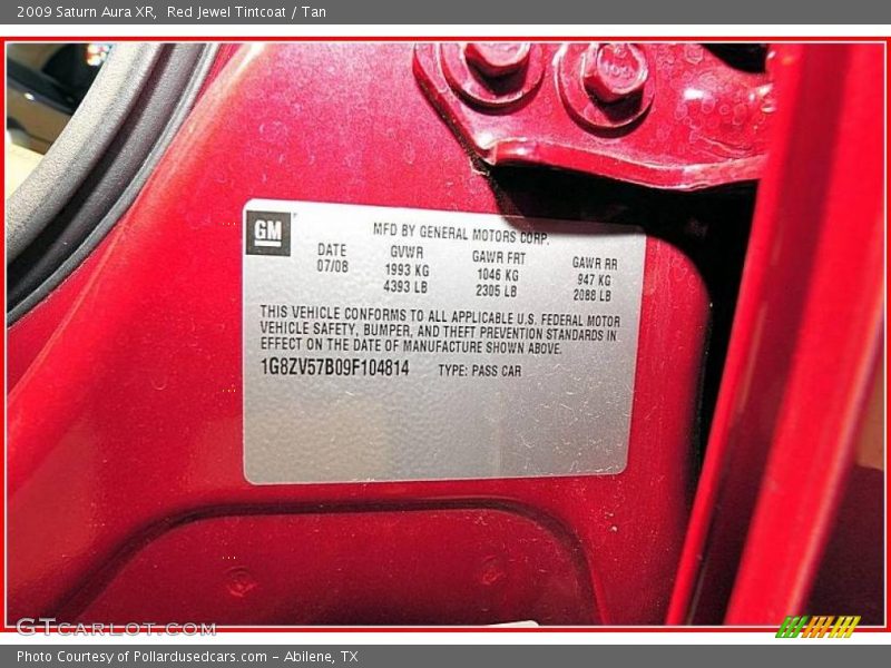 Red Jewel Tintcoat / Tan 2009 Saturn Aura XR