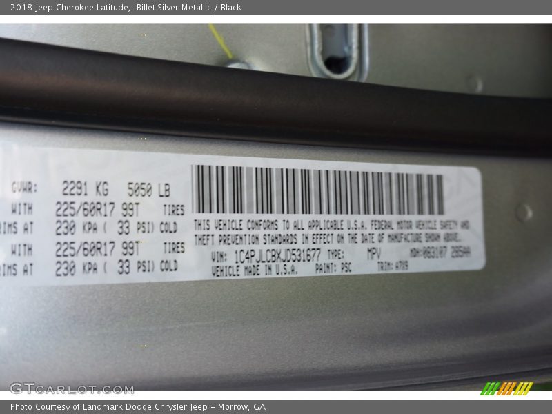 Billet Silver Metallic / Black 2018 Jeep Cherokee Latitude