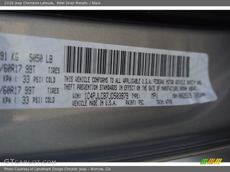 Billet Silver Metallic / Black 2018 Jeep Cherokee Latitude