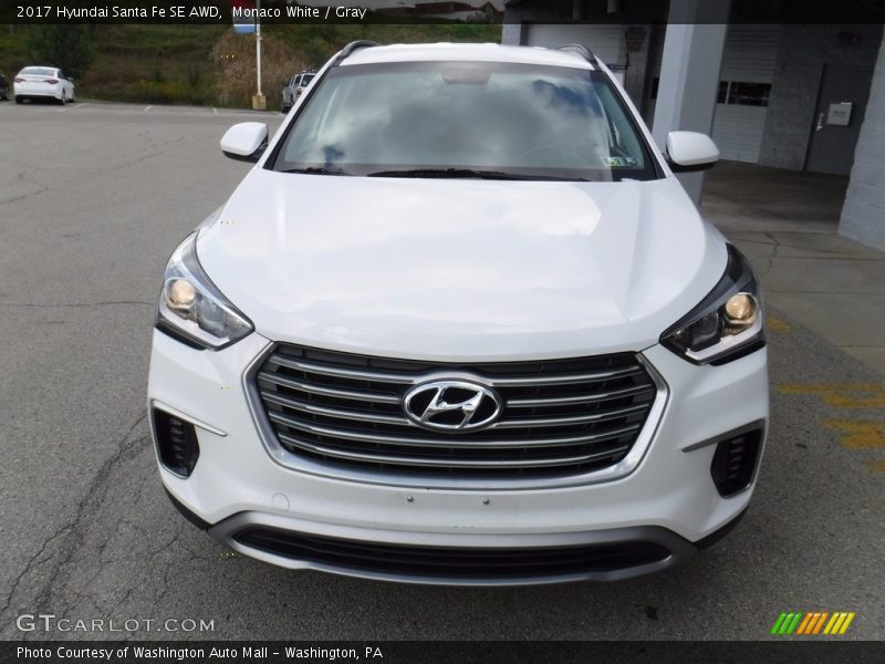 Monaco White / Gray 2017 Hyundai Santa Fe SE AWD