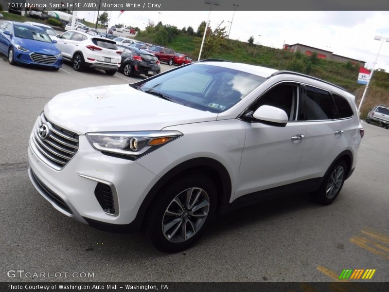 Monaco White / Gray 2017 Hyundai Santa Fe SE AWD