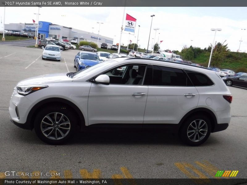Monaco White / Gray 2017 Hyundai Santa Fe SE AWD