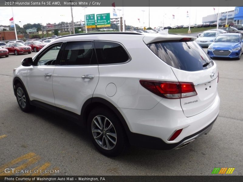 Monaco White / Gray 2017 Hyundai Santa Fe SE AWD
