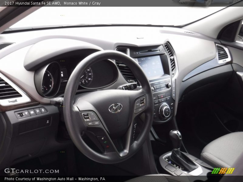 Monaco White / Gray 2017 Hyundai Santa Fe SE AWD