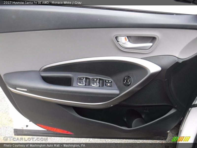 Monaco White / Gray 2017 Hyundai Santa Fe SE AWD
