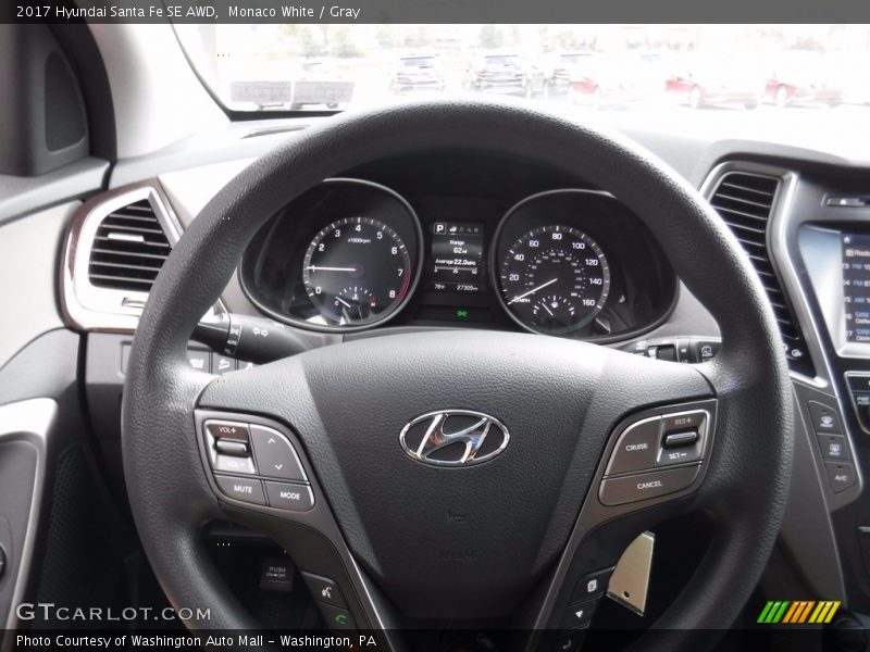 Monaco White / Gray 2017 Hyundai Santa Fe SE AWD