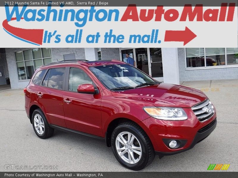 Sierra Red / Beige 2012 Hyundai Santa Fe Limited V6 AWD