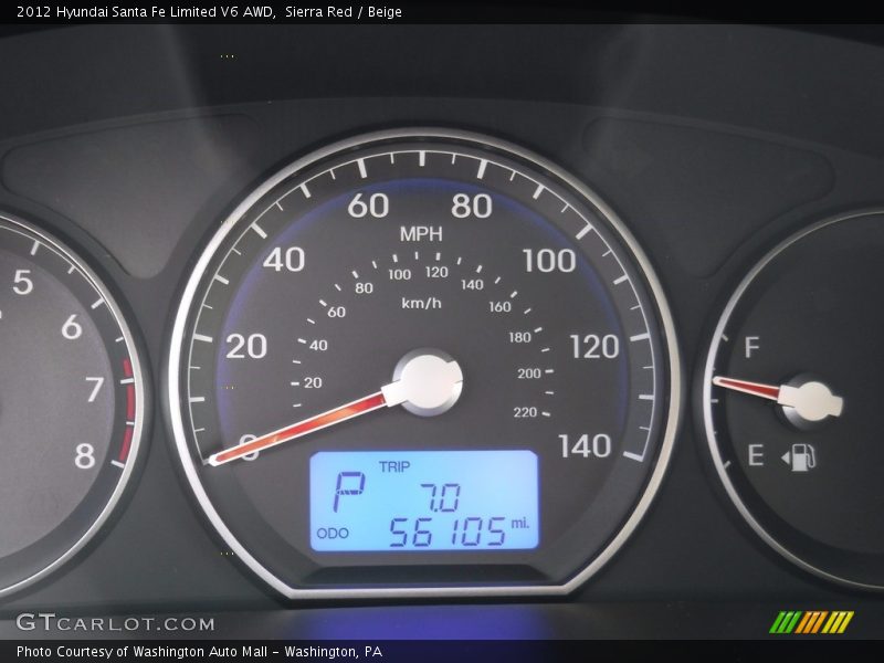 Sierra Red / Beige 2012 Hyundai Santa Fe Limited V6 AWD