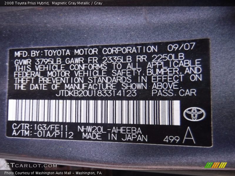 Magnetic Gray Metallic / Gray 2008 Toyota Prius Hybrid