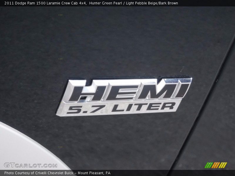 Hunter Green Pearl / Light Pebble Beige/Bark Brown 2011 Dodge Ram 1500 Laramie Crew Cab 4x4