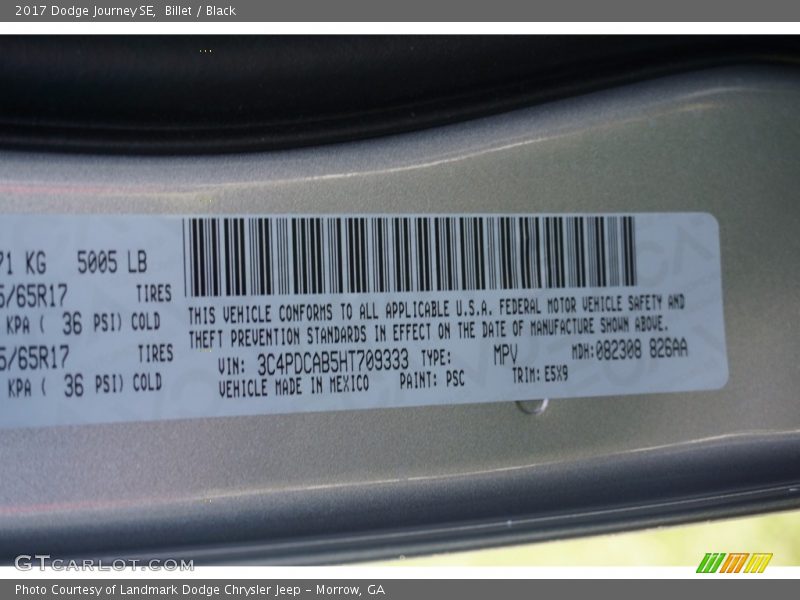 Billet / Black 2017 Dodge Journey SE