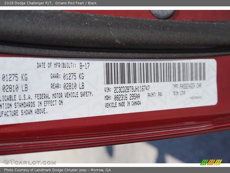 Octane Red Pearl / Black 2018 Dodge Challenger R/T