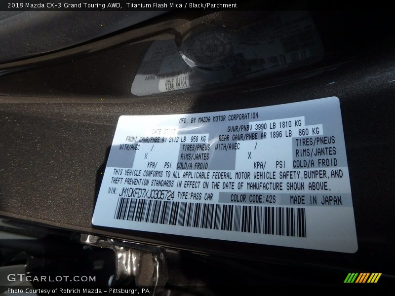 Titanium Flash Mica / Black/Parchment 2018 Mazda CX-3 Grand Touring AWD