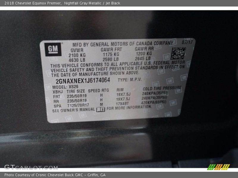 Nightfall Gray Metallic / Jet Black 2018 Chevrolet Equinox Premier