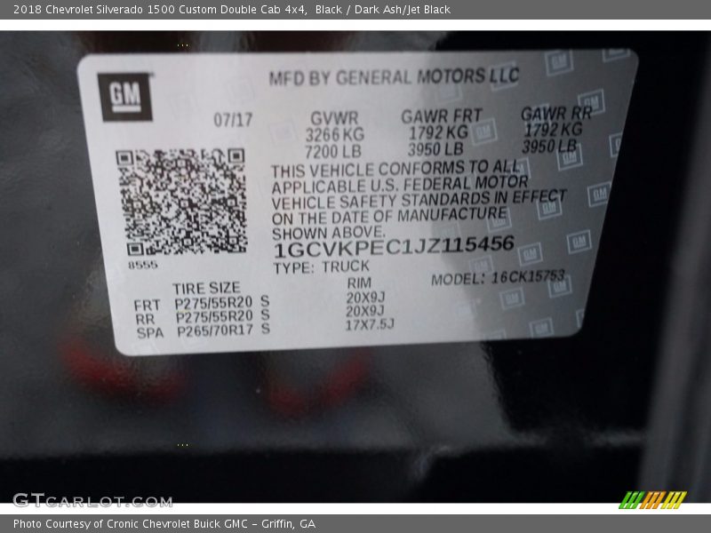 Black / Dark Ash/Jet Black 2018 Chevrolet Silverado 1500 Custom Double Cab 4x4